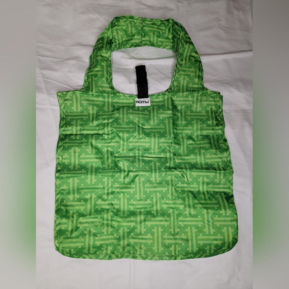 RuMe Medium 15"x15"x5" Foldable Reusable Grocery Shopping Bag Tote Green 9" Drop